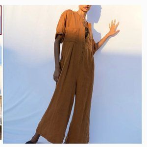 Free People Current Obsession Cotton Jumpsuit - Orange - Size S